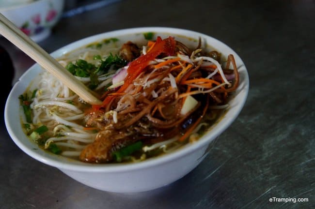 A noodle soup, called Pho. A combination of broth, meat and vegetables served according to traditional recipe.