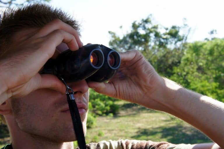Cez with binoculars