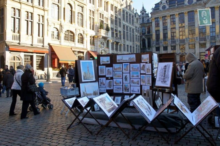 City Centre of Brussels paintings in the street