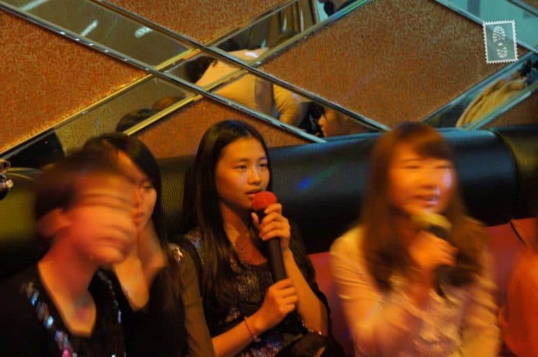 Chinese girls singing songs in KTV