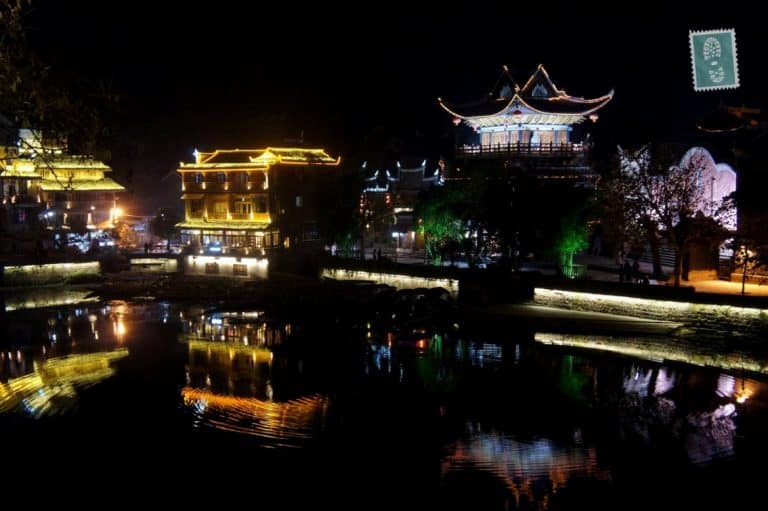 Fenghuang city, Hunan, China at night