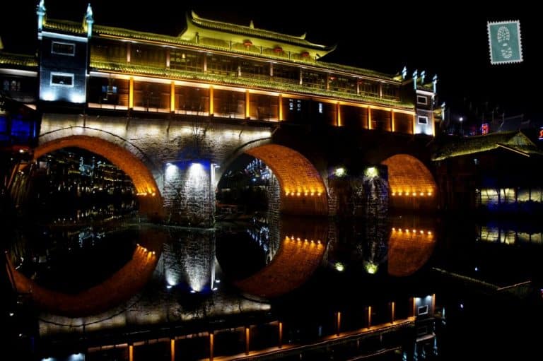 Fenghuang city, Hunan, China at night