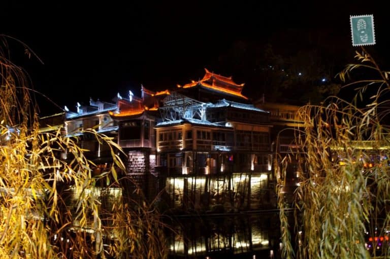 Fenghuang city, Hunan, China at night