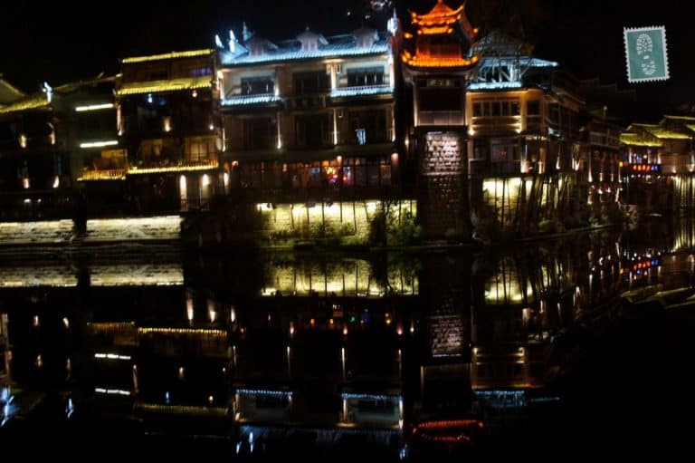Fenghuang city, Hunan, China at night