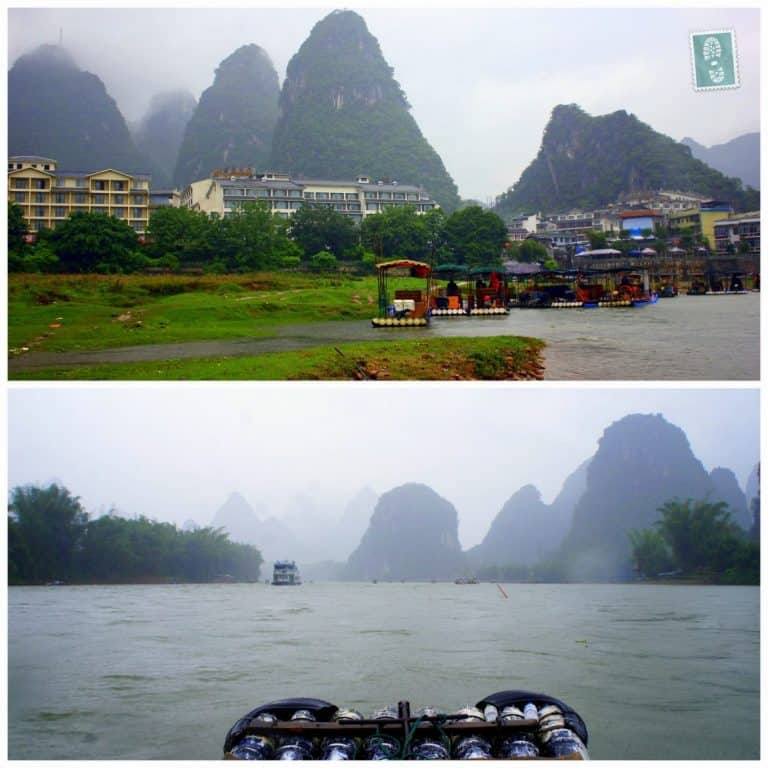 Boat riding across the Yangshuo River