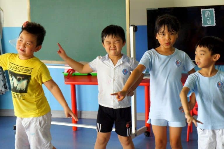 Chinese students dancing