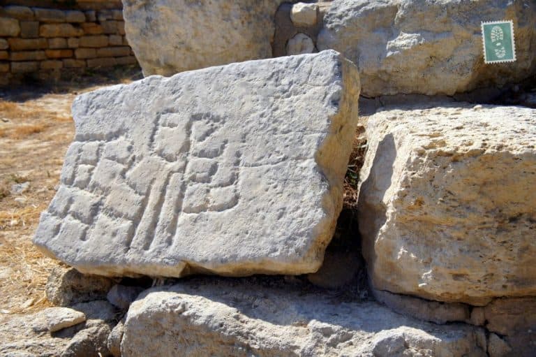 Ancient writing on the stone, the Palace of Knossos