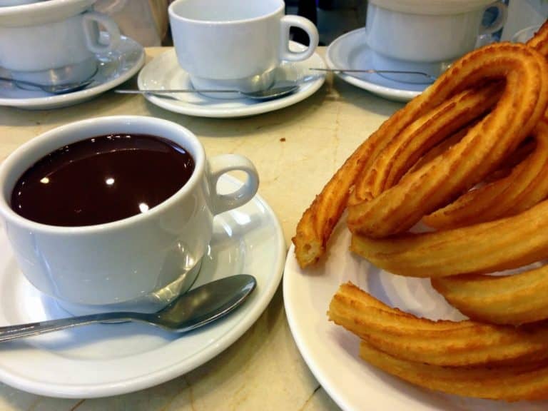 Spanish breakfast churros and coffee