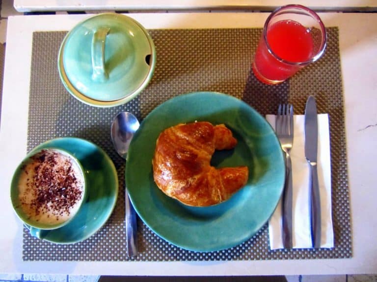 Italian breakfast cappuccino, croissant