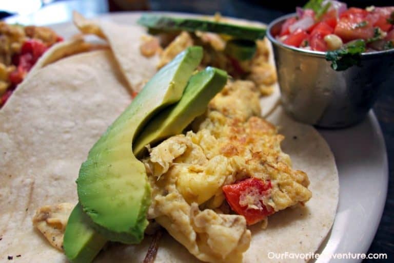 organic eggs, peppers, avocado and yummy salsa