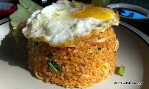 Malaysian breakfast fried egg with rice