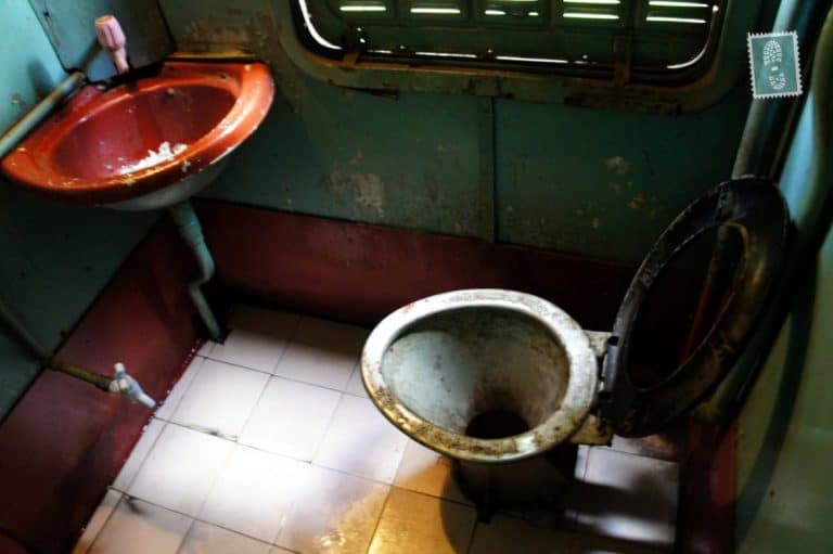 The toilet in one of Sri Lankan trains