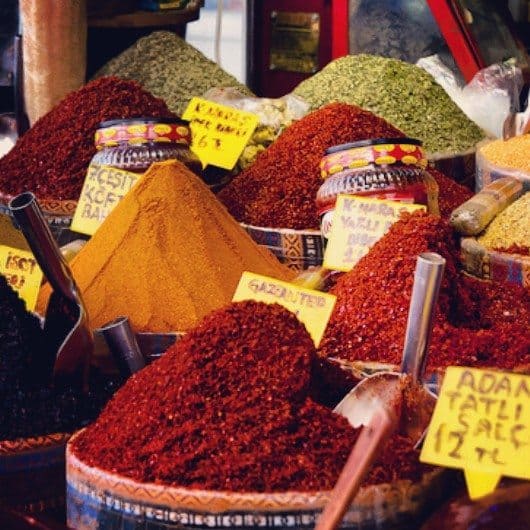 A great variety of local herbs and spices in Istanbul 