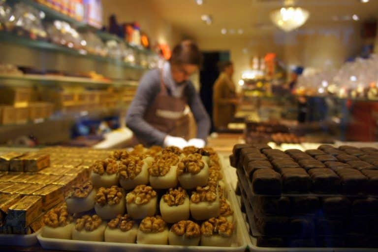 Bruges chocolate shop display