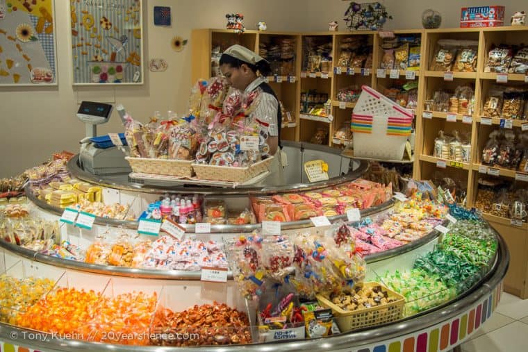  An overflowing candy display in a Japanese department store.