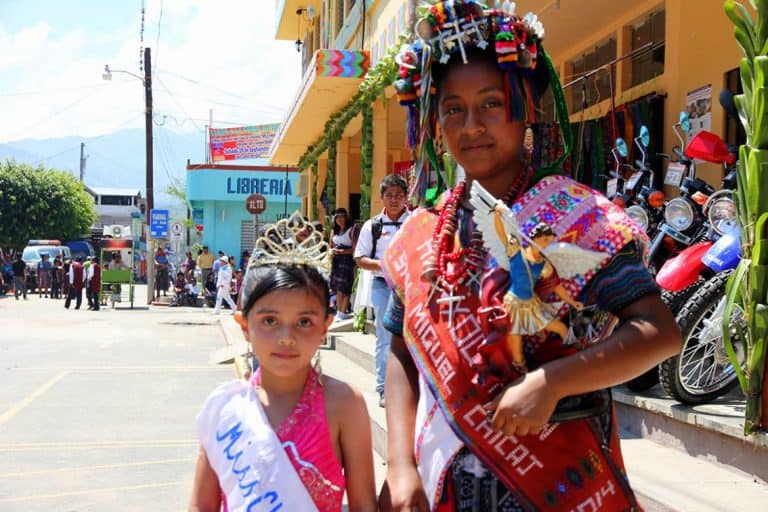 Winners of a pageant at a fiesta in Guatemala