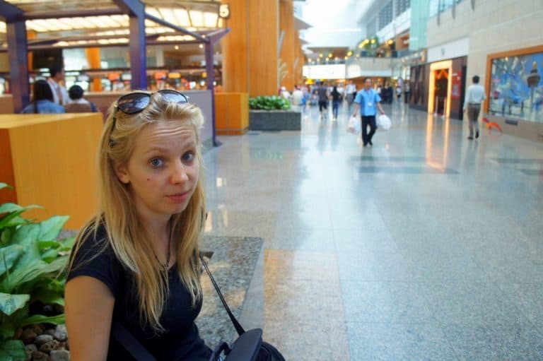 Grumpy girl as Singapore airport