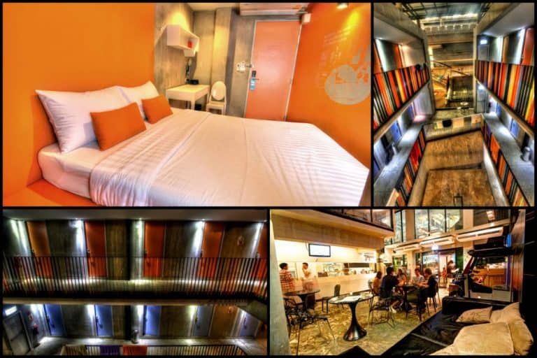 Lub d Bangkok hostel collage Thailand room common area corridor bed