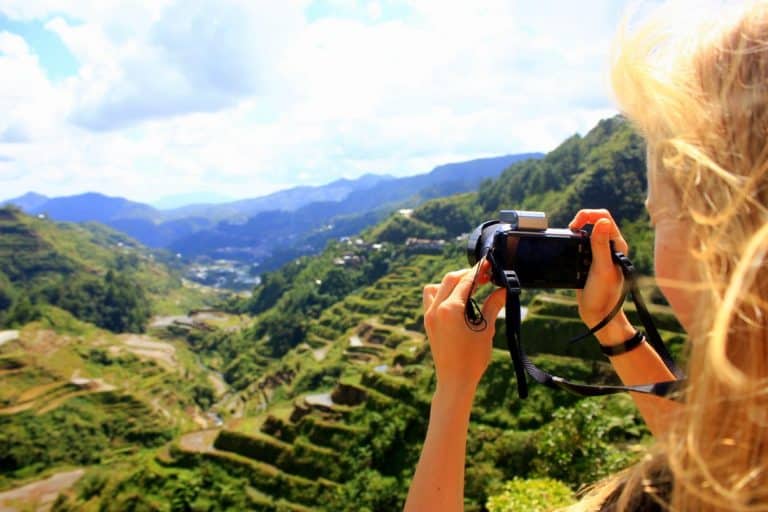 Agness is taking a picture of Banaue Rice Terraces