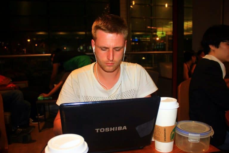 Working hard at Singapore airport