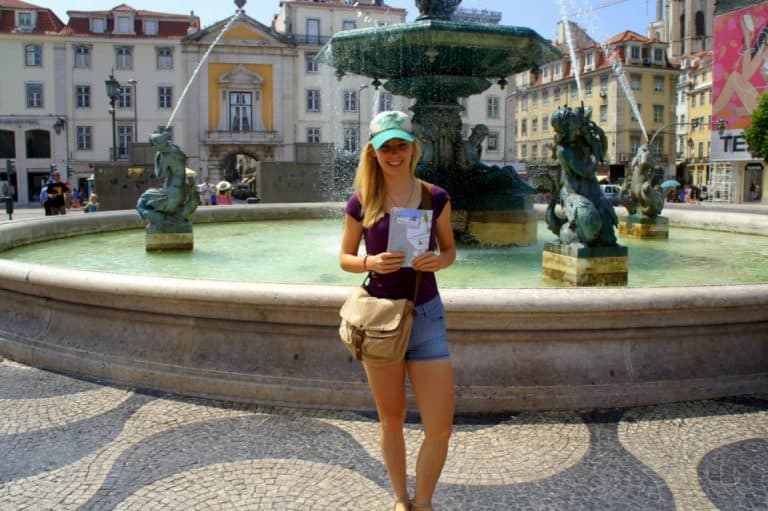 Agness with a map in Lisbon