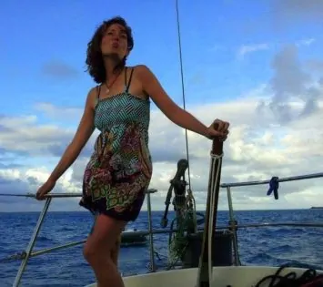 nora on a boat