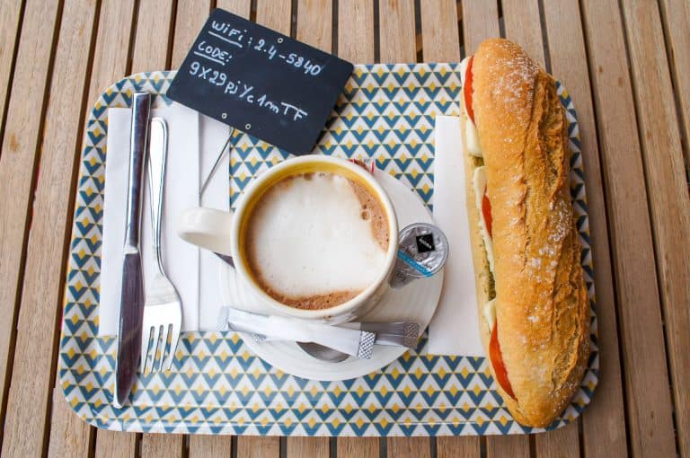 Baguette and coffee at Natural Fresh Food in Brussels