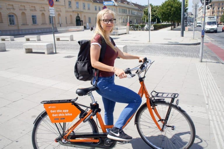 Agness on a donkey bike