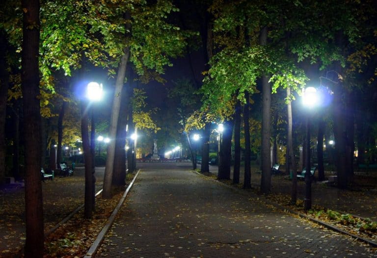 Park at night in Chisinau