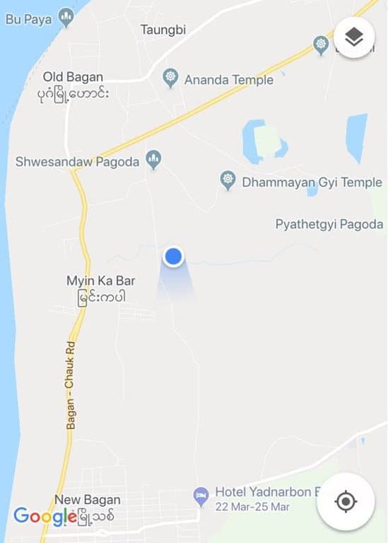 Map to locate climbable temple in Bagan