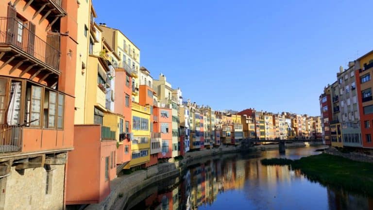 The colorful waterfront of Girona