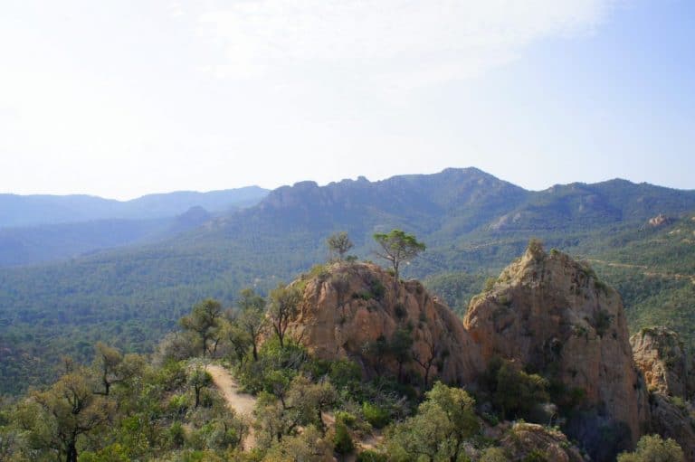 Perfect rock climbing conditions – in the Ardenya hills, Santa Maria de Solius.