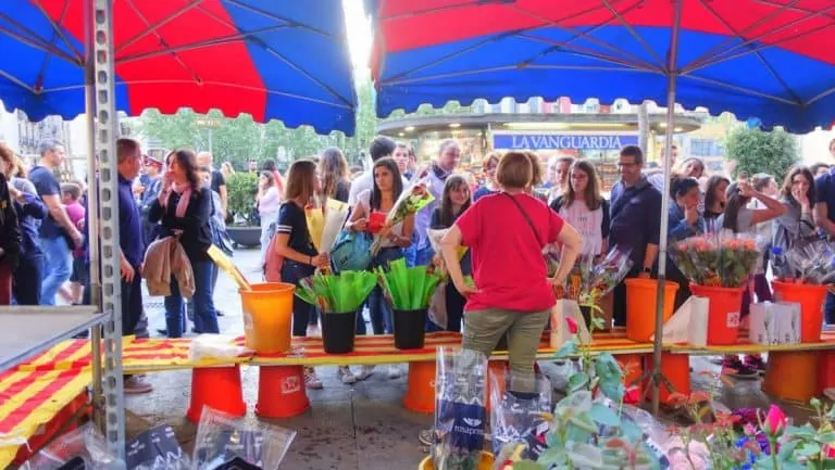 Stalls of roses and books were spread throughout the city centre