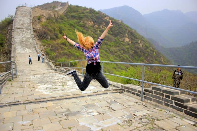 The Great jump at the Great Wall of China