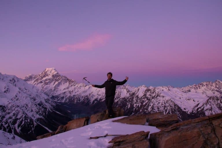 sunset in mount cook national park