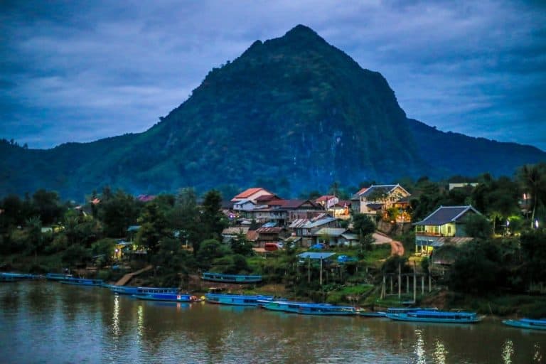 nightfall in Nong Khiaw Laos