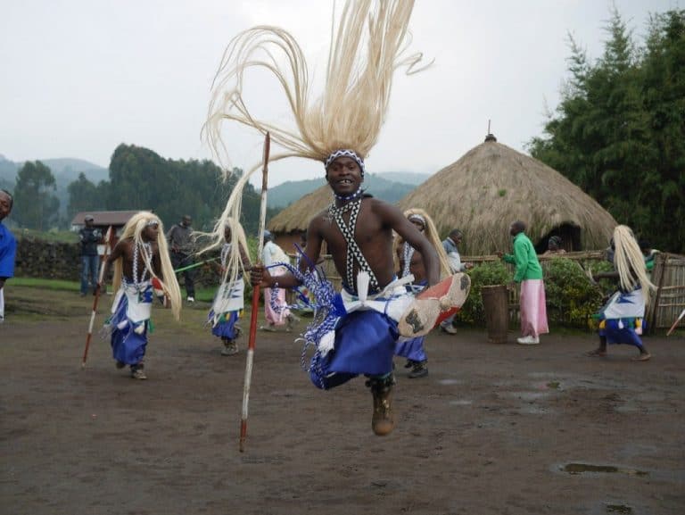 A tribesman dances in Rwanda