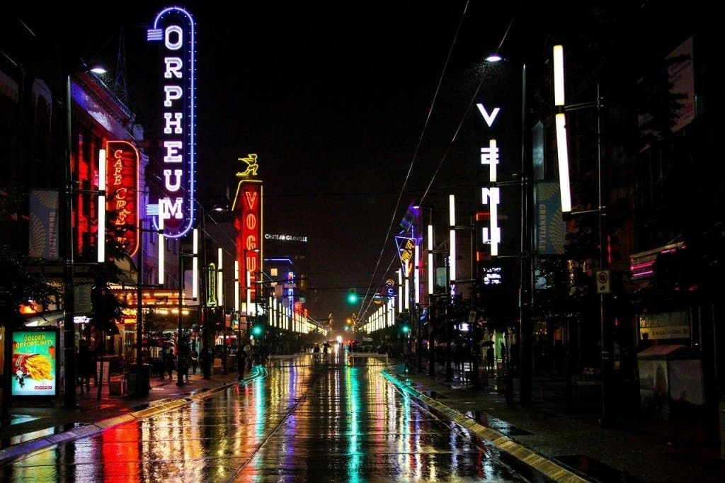 A nightlife street in Vancouver 