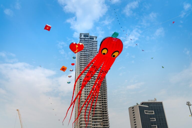 colorful funny kites flying in the sky