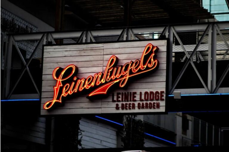 sign advertising a beer garden