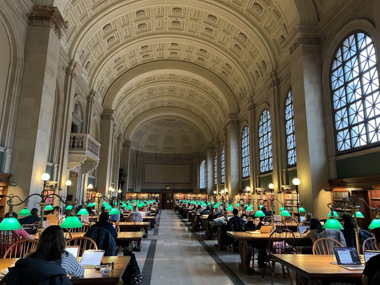 Inside of Bates Hall inside the Boston Public library