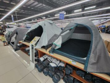 rows of tents in store indoors