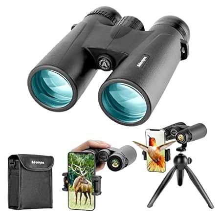 12x42 HD Binoculars for Adults with Upgraded Phone Adapter, Tripod and Tripod Adapter