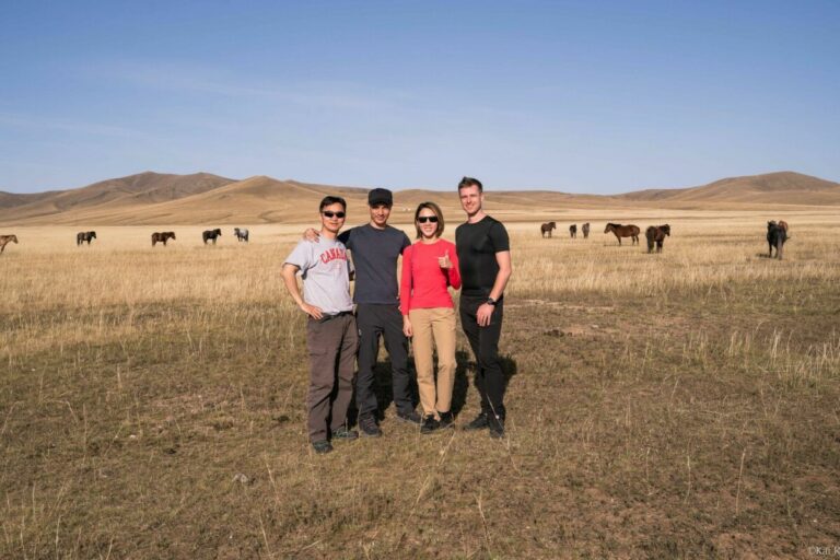 posing in the desert of Mongolia