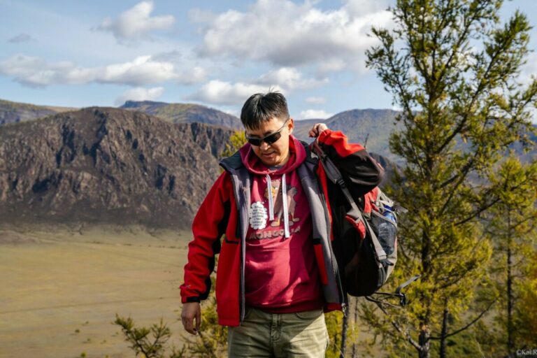red warm jacket Mongolia