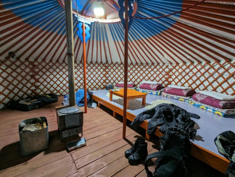 sleeping quarters inside traditional yurt