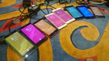 a full array of colorful Sony phones